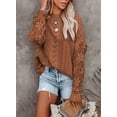 thumbnail image 2 of Asyoly Women Winter Lace Crochet Sweaters Long Sleeve Solid Color Hollow Out Crewneck Knit Pullover Sweater Comy Elegant Jumper Loose Tops, 2 of 5