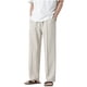 thumbnail image 2 of Pantalones largos para hombre, color liso, cintura elástica, tubo recto, cordón ajustable, bolsillo, pantalones casuales para hombre, 2 of 5