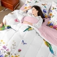 thumbnail image 4 of Erosebridal Lovely Hummingbird 7-Piece Twin Bedding,Kawaii Wildlife Bedding Comforter Set,White Blue,Pink Reversible, 4 of 7
