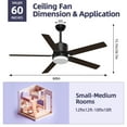 thumbnail image 4 of Xaujix Ceiling Fans with Lights and Remote Control, 60" Indoor Outdoor Ceiling Fan 6-Speed Silent Reversible Motor for Patio Farmhouse Bedroom Living Room, Walnut&Black, 4 of 12
