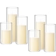 thumbnail image 1 of Set de 6 velas tipo pilar y jarrones cilíndricos de cristal Shihanee, 1 of 7