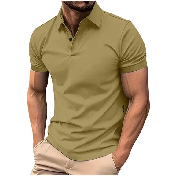 Generic Mens Summer Button up Lapel Shirts Casual Short Sleeves hort Sleeves Athletic Shirt Slim Fit Running Sport T-Shirts