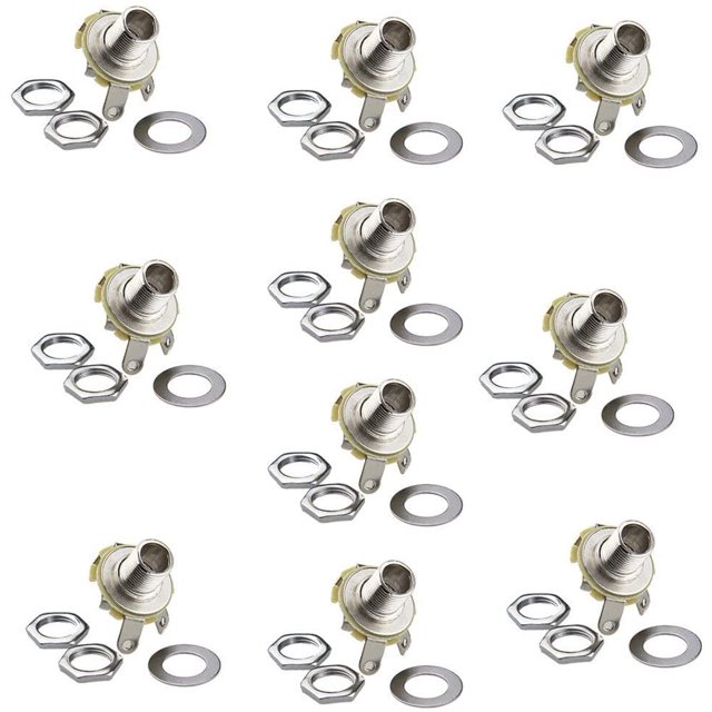 10Pcs 1/4" Mono Jack Socket Stratocaster Remplacement pour Guitare Électrique Basse