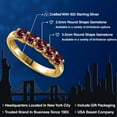 thumbnail image 2 of Gem Stone King 18K Yellow Gold Plated Silver Red Rhodolite Garnet Wedding-Bands Ring for Women | 1.10 Cttw | Round 3.5MM | Gemstone January Birthstone | Size 6, 2 of 6