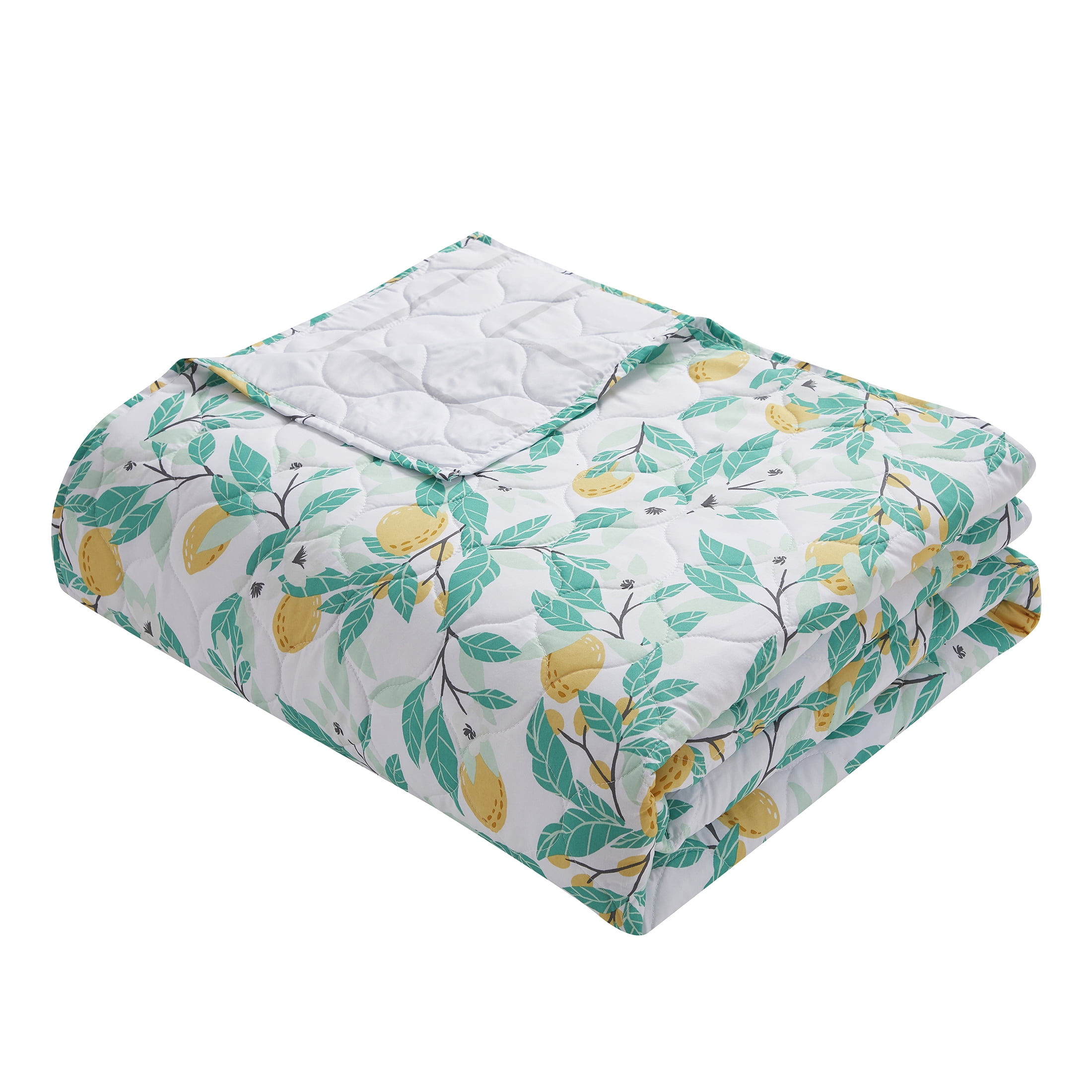 Mainstays Lemon Yellow Striped Polysester Quilt, King, Reversible