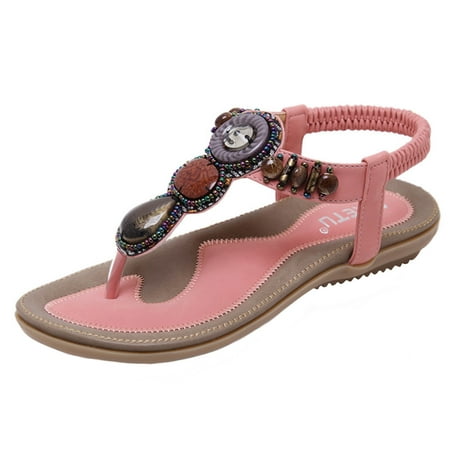

Womens Summer Sandals For Flat Slip On Sandals Crystal Roman Shoes Open Toe Casual Sandals Summer Open Toe Slide Sandals Comfortable Flats Flip-Flops Casual Platforms Heeled Wedge Sandals A25966