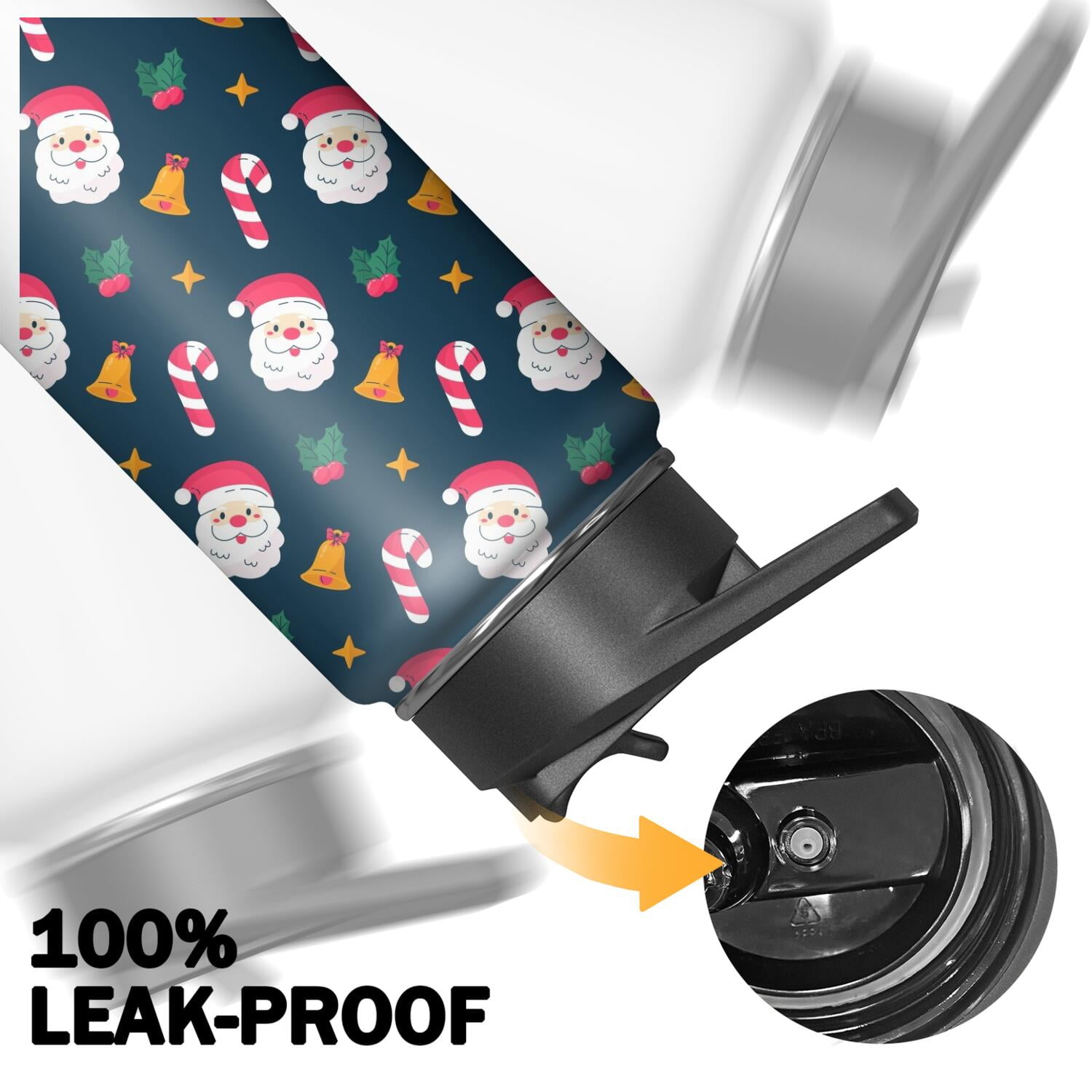 Christmas 18 oz Insulated Stainless Steel Water Bottle with Straw & Cleaning Brush , Leakproof, BPA-Free, 304 Stainless Steel, Wide Mouth, Travel Mug for Car, Gym, Office