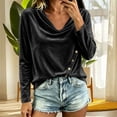 thumbnail image 3 of Womens Velvet Cowl Neck Tops Loose Fit Fall Winter Long Sleeve Elegant Casual Pullover Blouse Black XL, 3 of 7