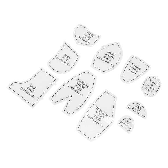Ensemble de Règles Memory Bear, 10 Pcs Motifs de Couture Memory Bear, Ensemble de Règles en Acrylique pour Fabrication de Poupées Mignonnes