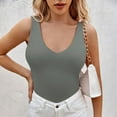 thumbnail image 2 of Gibobby Verano mujer sin mangas Sexy cuello en V profundo Color sólido camiseta sin mangas Casual Slim chaleco blusa(Gris,XG), 2 of 5