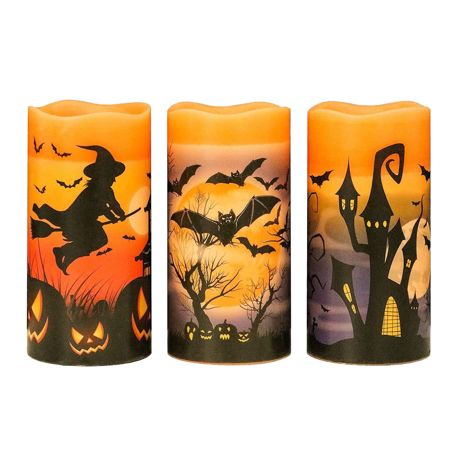 Vintage Inspired Halloween Witch & Candle Handmade Flameless Timer Taper Candle 