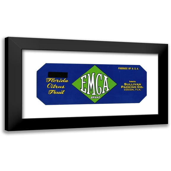 Anonymous 14x8 Black Modern Framed Museum Art Print Titled - Emca Brand Florida Citrus Fruit Label (1930-1950)