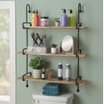 thumbnail image 2 of Wrenn 3-Tier Wall Shelves, Black Metal with Natural Mango Wood, 2 of 11