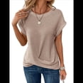 thumbnail image 2 of Camisetas para Mujer, Camisetas Lisas con Mangas Murciélago y Dobladillo Cruzado, Camisetas Casuales, Camisetas Ajustadas Modernas, Color Albaricoque L, 2 of 7