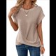thumbnail image 2 of Camisetas para Mujer, con Mangas Murciélago Lisas y Dobladillo Cruzado, Informales, Ajustadas y A , Color Albaricoque XXL, 2 of 7