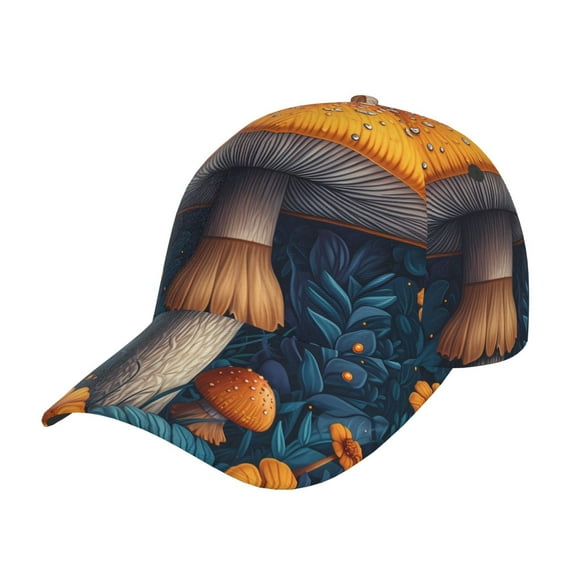 Sikiie Vintage Blue Leaf Mushroom Print Unisex Vintage Washed Unstructured Baseball Cap Soft Cap Adjustable Unisex Baseball Hat Dad Hat