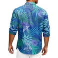 thumbnail image 3 of Fgvctg Hawaiian Mens Button Down Shirt Tropical Printed Summer Beach Shirts Funky Button Down Long Sleeve Shirt Casual Loose Holiday Top Gray L, 3 of 4