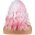 thumbnail image 4 of BERON White and Pink Wigs for Women Girls Short Curly Wavy White Mixed Pink Color Side Part Synthetic Wig for Costume Cosplay Party Daily Wig, 4 of 4