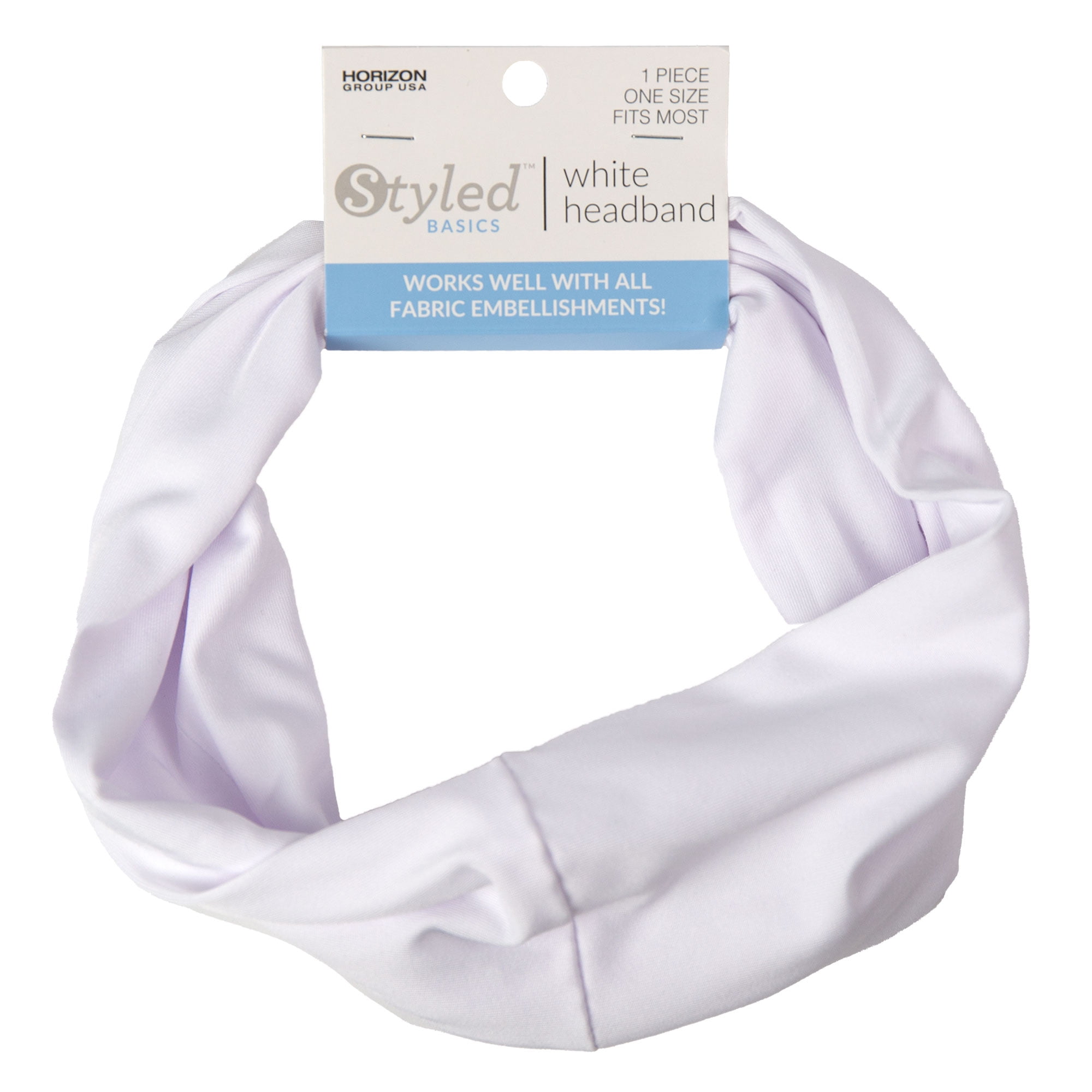 Styled Basics Customizable White Headband, 9 x 4.2