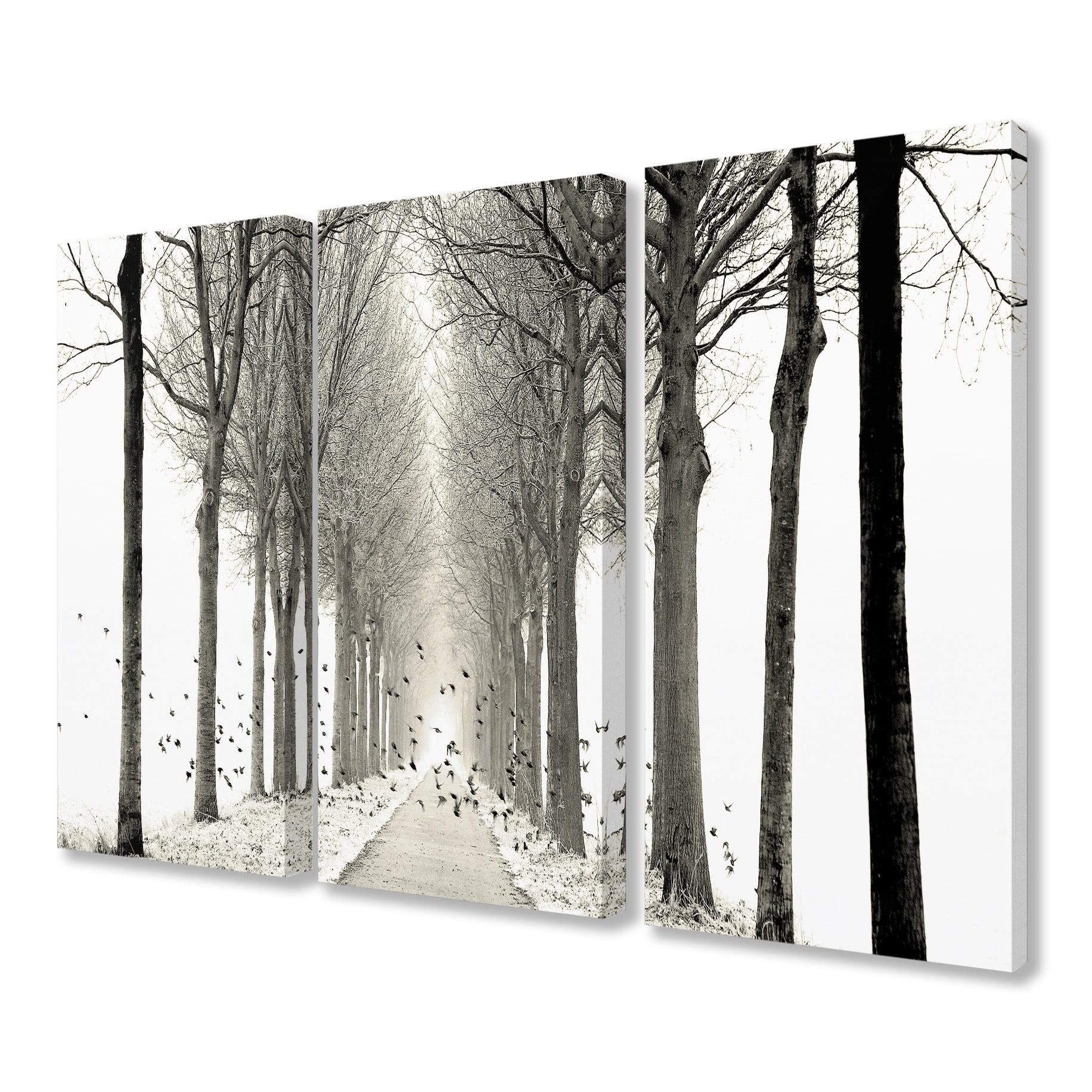 The Stupell Home Decor Collection Black and White Minimal Winter Forest ...