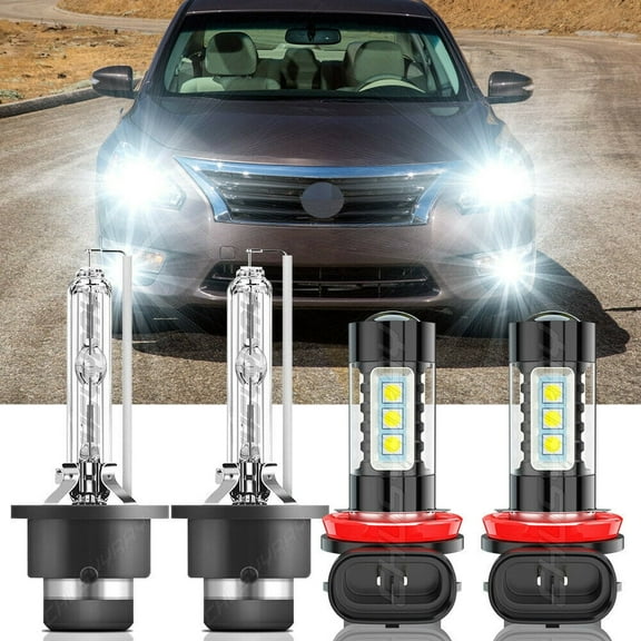 4x D2S H11/H8/H9 For Nissan Altima 2007-2015 6000K HID Headlight Low Beam LED Fog Light Bulbs Kit