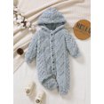 thumbnail image 3 of Mikrdoo 12 Months Baby Boy Cute Romper Fluffy Warm Hooded Playsuits 18 Months Baby Boys Diamond Check Coral Velvet One Piece Casual Bodysuits Gray, 3 of 8