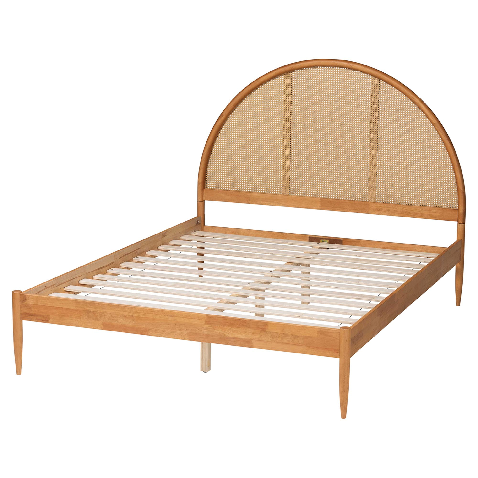 Baxton Studio Wrenley Japandi Platform Bed, Queen, Antique Rattan