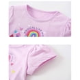 thumbnail image 4 of Bellafa Toddler Girl Short Sleeve Shirts Cotton Cartoon Graphic T-Shirts Kid Girls Crewneck Ruffle Hems Tees Tops for 3-8 Years, 4 of 8