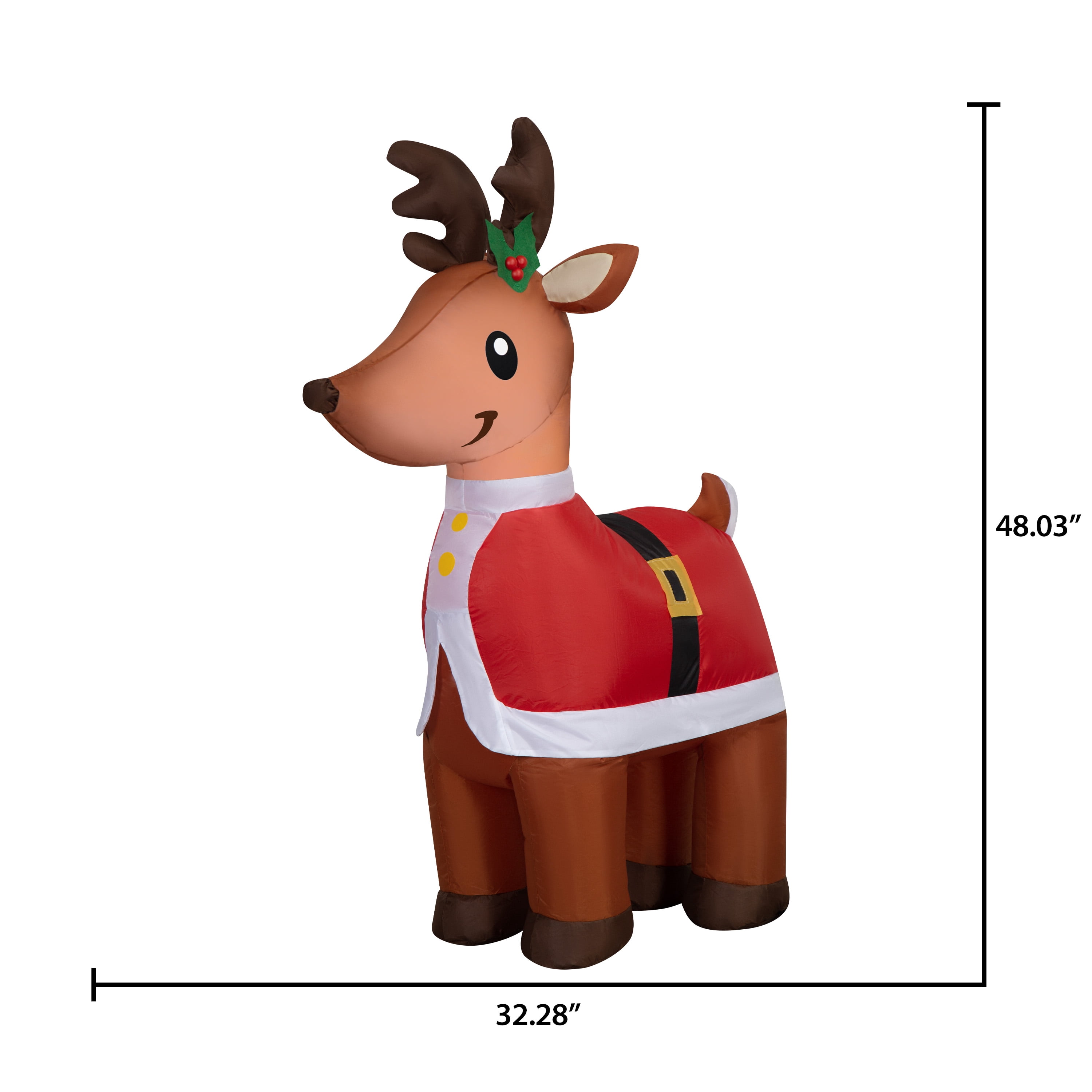 4 ft Reindeer in Santa Suit Christmas Airblown Yard Inflatable, Multicolor, by Holiday Time