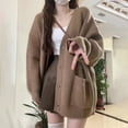 thumbnail image 5 of VNKIDY Women Sweater Autumn Winter Solid Color Cardigan Long Sleeve Button Front Loose Fit Soft Sweater Coat For Casual Daily Wear Fashionable Knitwear, 5 of 9