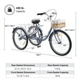 thumbnail image 2 of VIRIBUS 24 Inch Adult Trike 7 Speed Bike w Adjustable Seat 2 Baskets Matte Gray, 2 of 10