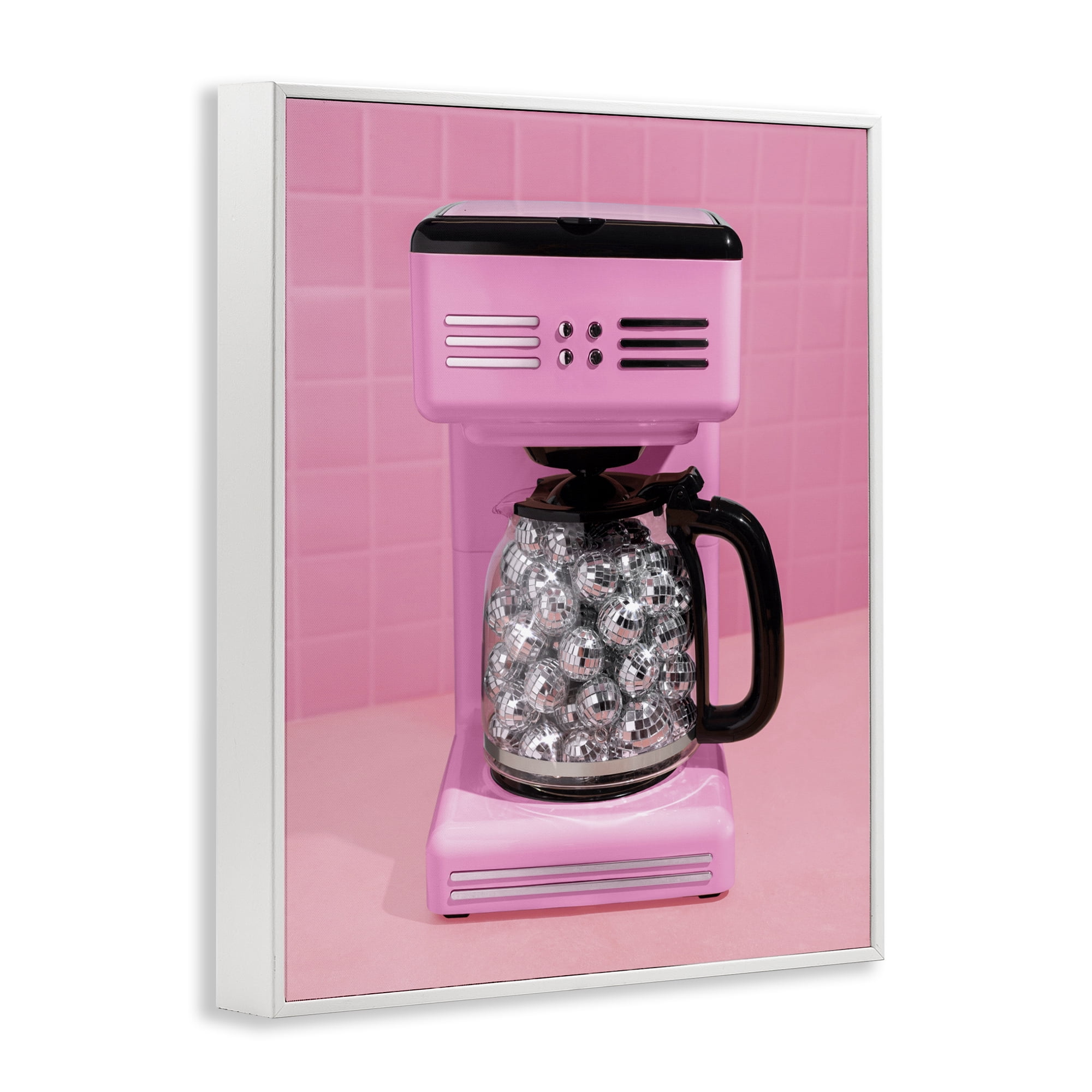 Stupell Industries Disco Coffee Over Pink White Framed Giclee Art, design by LISH Creative