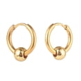 thumbnail image 4 of 15Pair 304 Stainless Steel Huggie Hoop Earrings with Brass Beads Golden 15x14mm Pin: 1mm, 4 of 4
