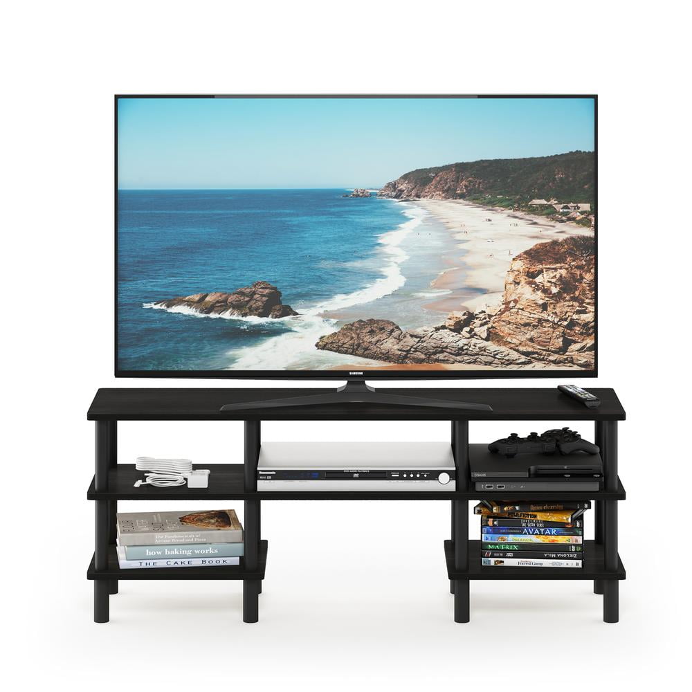 Furinno Turn-N-Tube 3-Tier Multipurpose Wide Shelf TV Stand, Espresso/Black