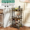 thumbnail image 3 of 3-Tier Liquor Cabinet with Wine Rack, Mini Bar Cart for Home, Small Liquor Bar for Alcohol, Rolling Kitchen Serving Cart on Wheels, Wine Drink Cart for Party, Bar Stand for Small Space, 3 of 7