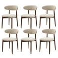 thumbnail image 3 of MALOL Wooden Dining Chairs Set of 6, Modern Fabric Upholstered Kitchen Side Chairs, Farmhouse Dining Room Chair Thick Padded with Foot Pegs, Beige, 3 of 11