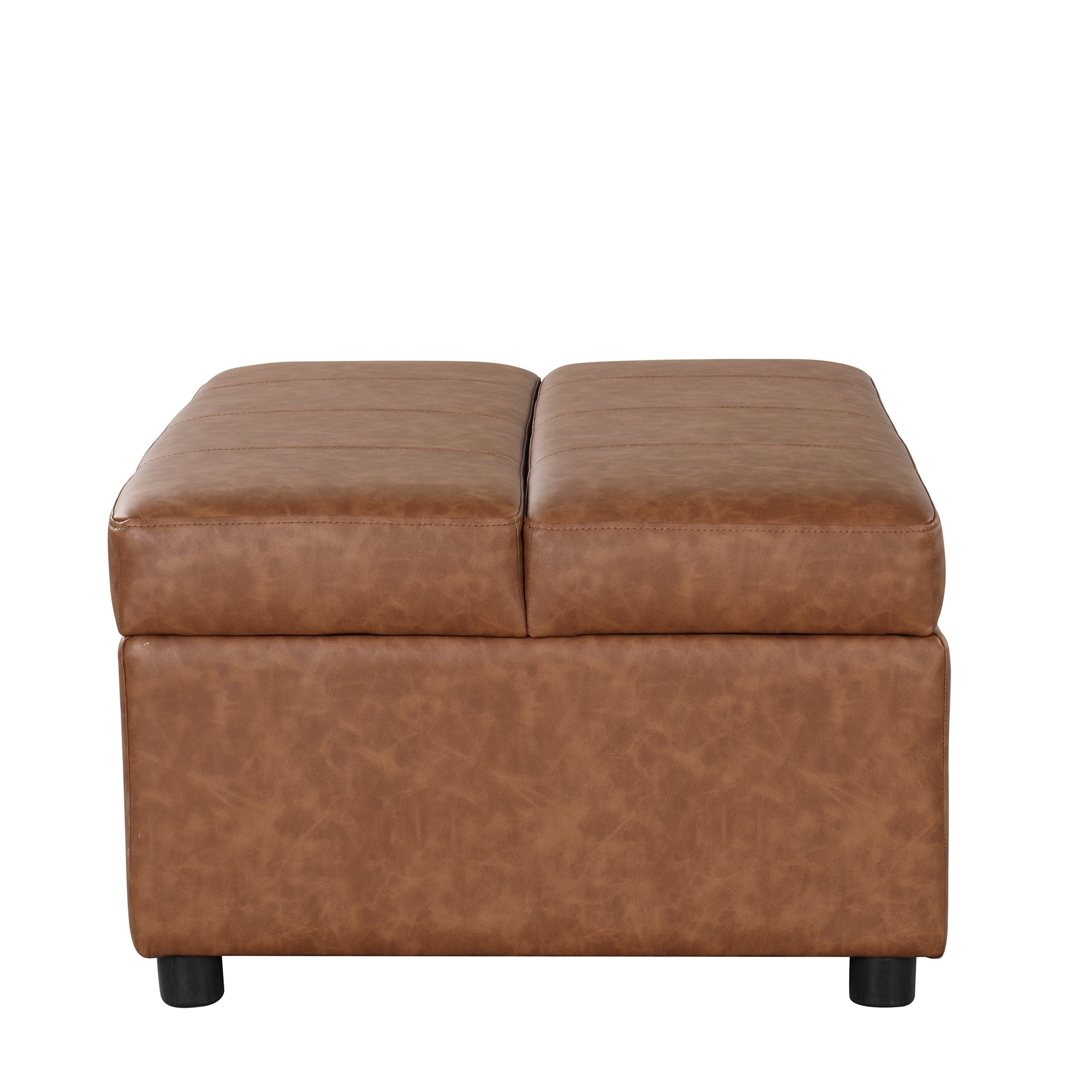 Euroco Twin Size Folding Ottoman Sleeper Bed with Mattress Convertible Guest Bed，Brown