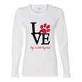 thumbnail image 2 of Wild Bobby, Love My Cat Stole My Heart Red Footprints Animal Lover Womens Graphic Long Sleeve T-Shirt, White, Small, 2 of 3