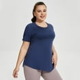 thumbnail image 4 of Ltctricy Women's Plus Size Workout Tops Crew Neck Short Sleeve Curved Hem Running Yoga Gym Tees Loose Athletic T-Shirts, 4 of 7