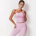thumbnail image 2 of Women's One Shoulder Cropped Active Tank Top with Asymmetrical Neckline - Medium, Pink, 2 of 7