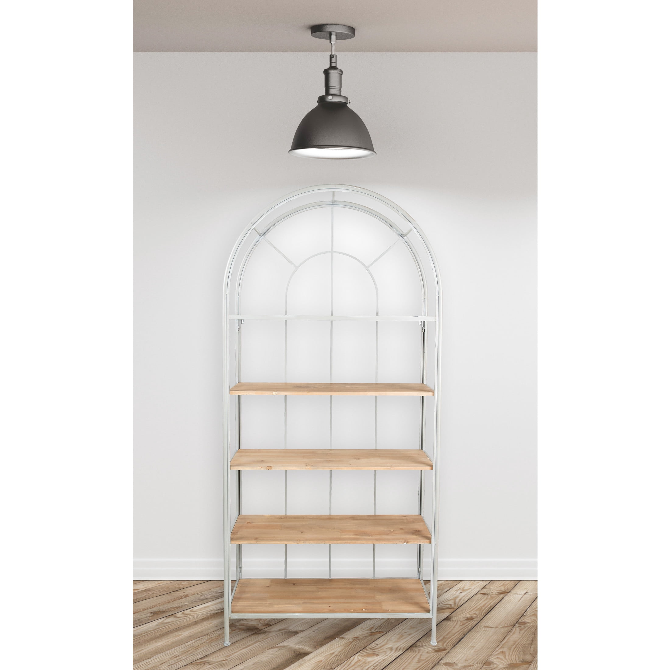 Creative Co-Op Metal Framed and Wood Bookshelf with 5 Shelves, Natural and White