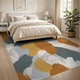thumbnail image 3 of ODIKA Contemporary Abstract Round Ochre Slate Ivory Geometric Forms for King Size Bedroom, Master Suite, Under Bed, Foldable Easy Care, 3 of 7