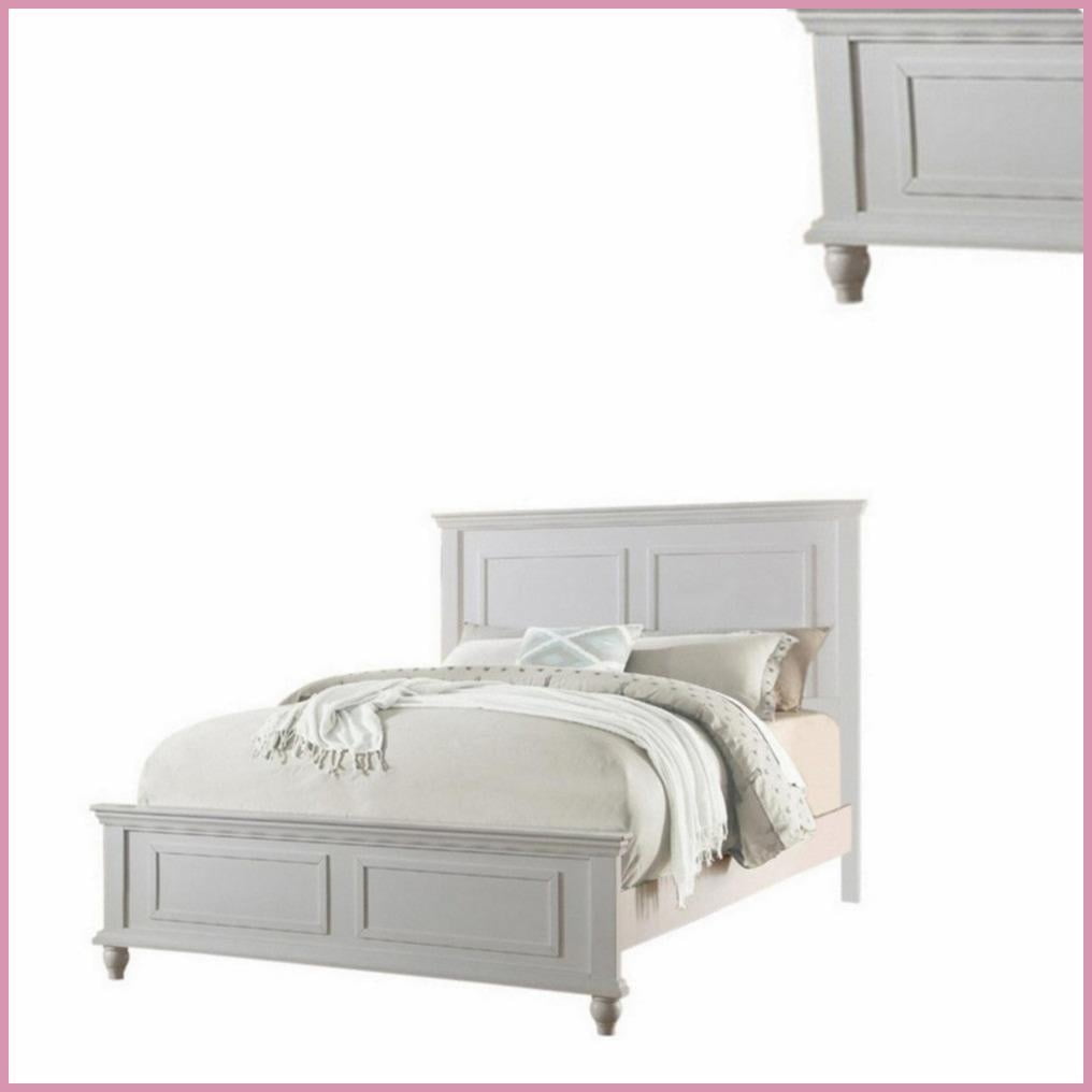 Eastern King Size Rubberwood Plywood Bed Frame with High Panel Headboard - White Modern Bedroom Furniture