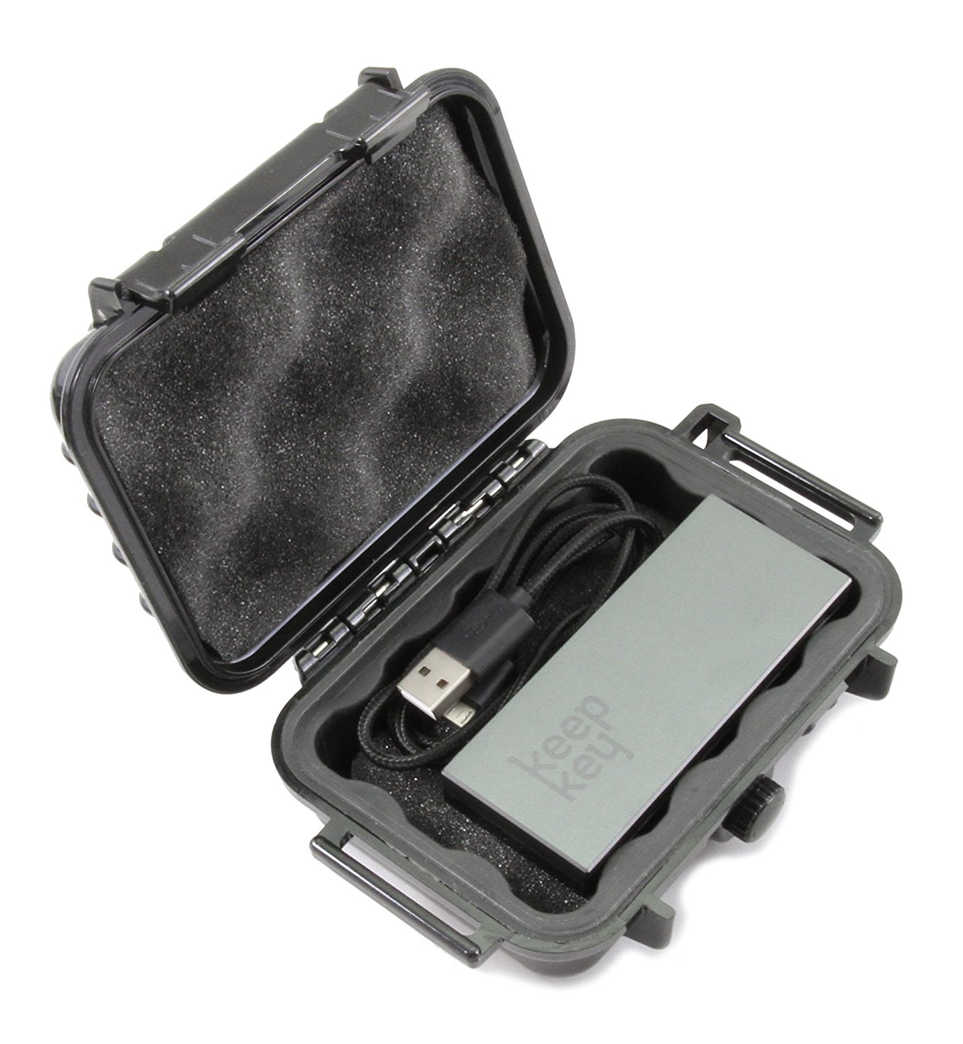 Casematix Waterproof Case fits KeepKey Bitcoin Wallet and Cryptocurrency Btc Bitcoin Wallet Hardware Charge Cable in Impact Resistant , Rugged and Waterproof within Foam Padding