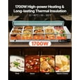 thumbnail image 5 of VEVOR Commercial Food Warmer, 1700W Electric Stainless Steel Steam Food Warmer with Glass Cover, 10-Pan Countertop Buffet Bain Marie with Soup & Perforated Ladles, for Catering, Restaurant & Party, 5 of 9