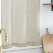 Curtainking Print Rod Pocket Curtains, Crude Linen Textured Cafe Curtains, for Kitchen 26 x 36 2 Panels, Crude