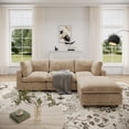 thumbnail image 4 of bokifol 100.5"L Shaped Modern Sofa Modular Sectional Cloud Couch with Ottoman,4-Seat Chenille Deep Seat Sofa with Pillow for Living Room,Bedroom and Apartment,Khaki, 4 of 16
