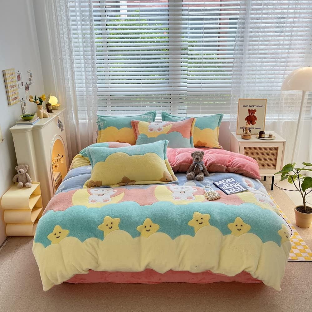 Kawaii Navy Blue Bunny Fitted Bedsheet main image 1