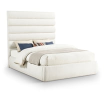 Meridian Furniture Adam Cream Boucle Fabric Queen Bed