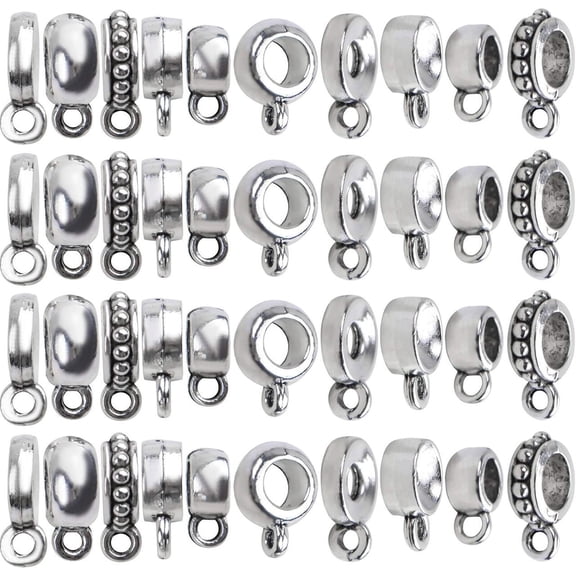 100g (About 100-150pcs) Tibetan Silver Bail Beads Jewelry Connector Bails Beads for Necklace Bracelet Jewelry Making,5 Styles